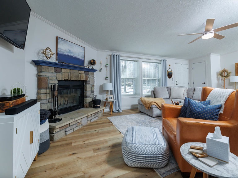 Wood burning fireplace