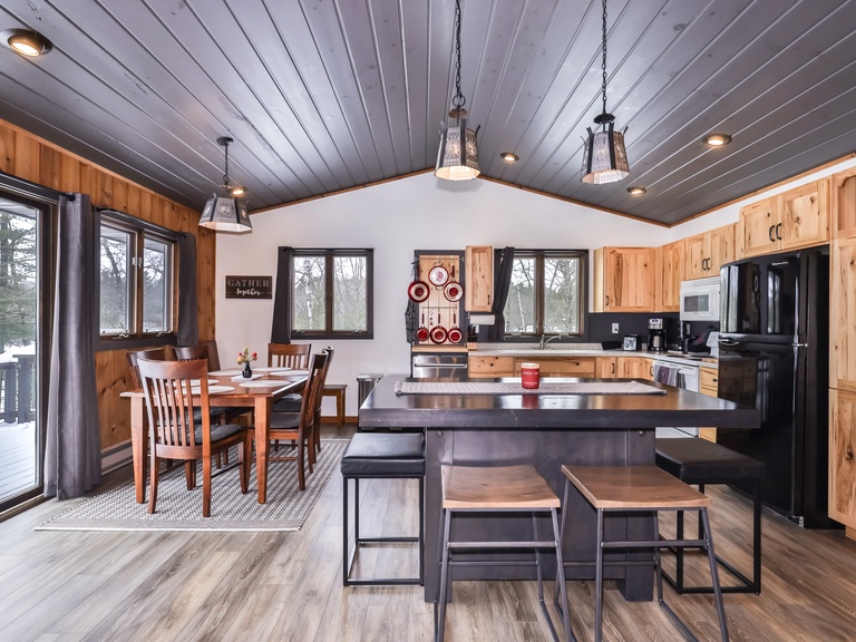 Main living space is on the upper level