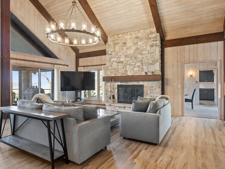 gorgeous living room with real cedar