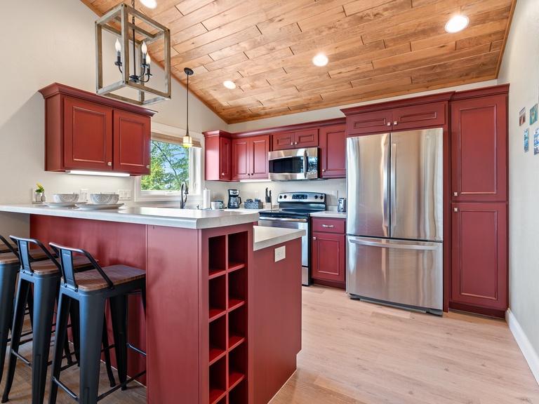 Modern kitchen with bar seating for 4