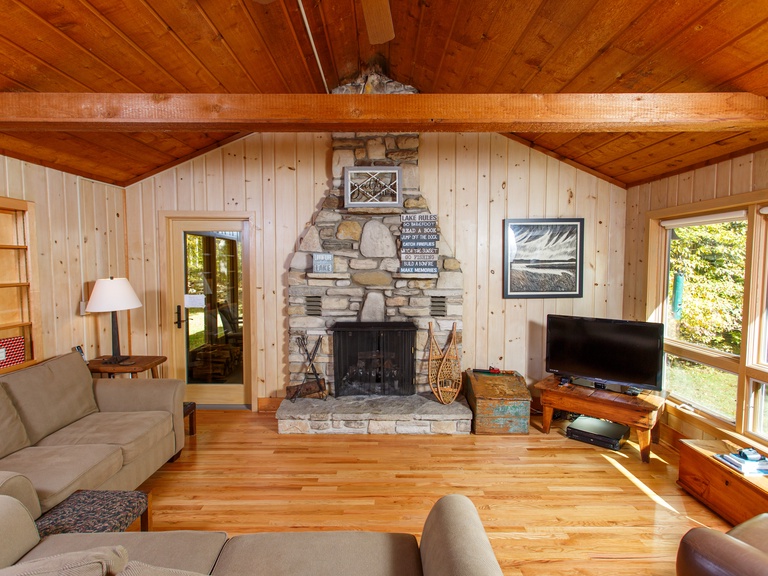 Wood fireplace in the large living room