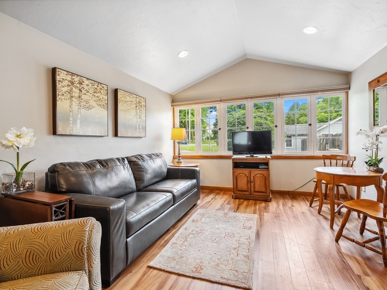 Main living space includes a pull-out couch