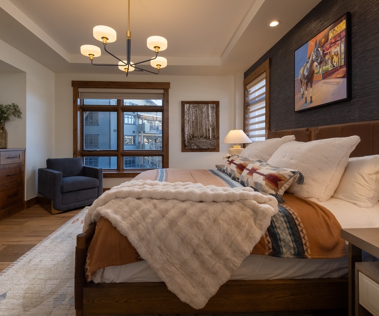 Bedroom 1, Main Level - Primary king suite with private fireplace