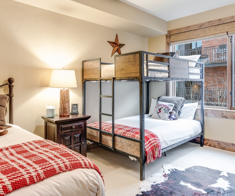 Bedroom 2, Main Level - Full-over-full bunk bed and twin bed