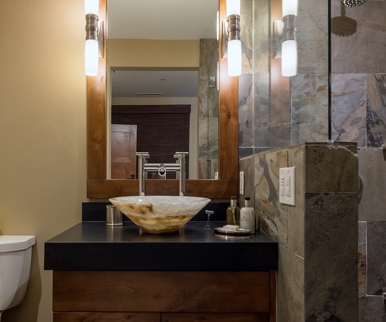 Bedroom 5, Main Level - Ensuite with single vanity and walk-in shower