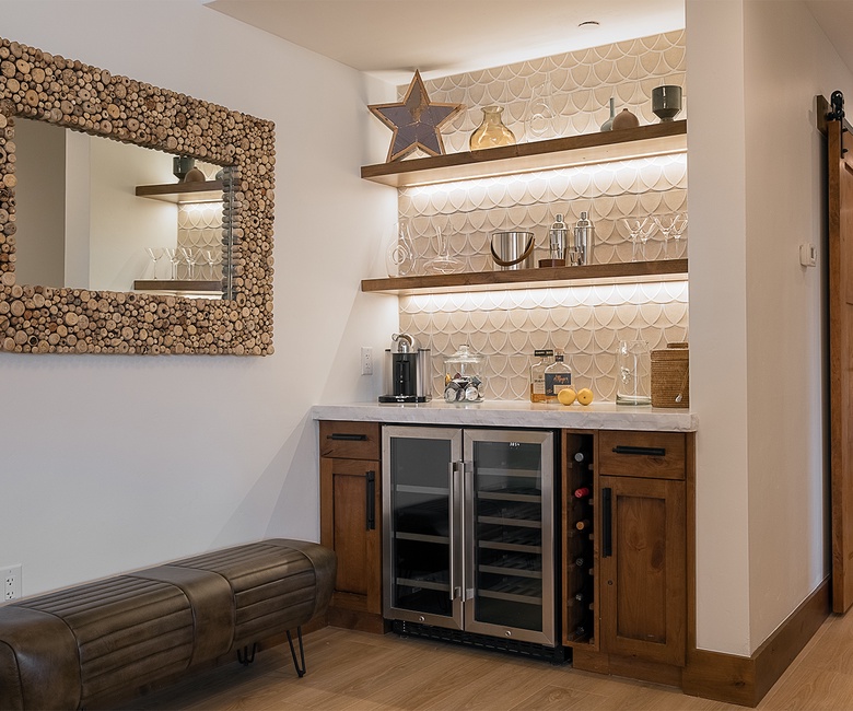 Wet Bar, Main Level - Beverage station with wine refrigerators