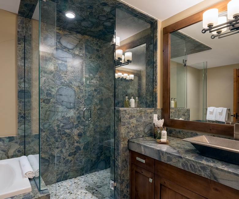 Bedroom 3, Main Level - Ensuite with single vanity and walk-in shower