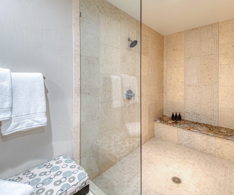 Bedroom 2, Main Level - Ensuite with walk-in dual shower head