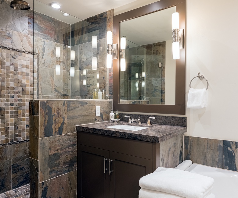 Bedroom 2, Main Level - Ensuite with single vanity and walk in shower