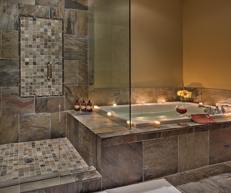 Bedroom 2, Main Level - King ensuite with soaking tub and walk-in shower