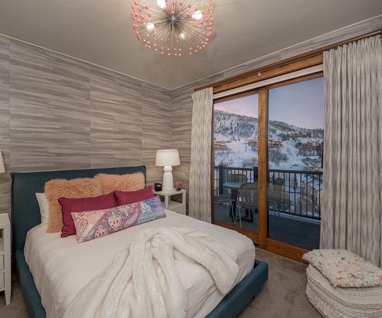 Bedroom 3, Main Level - Queen bed with balcony access