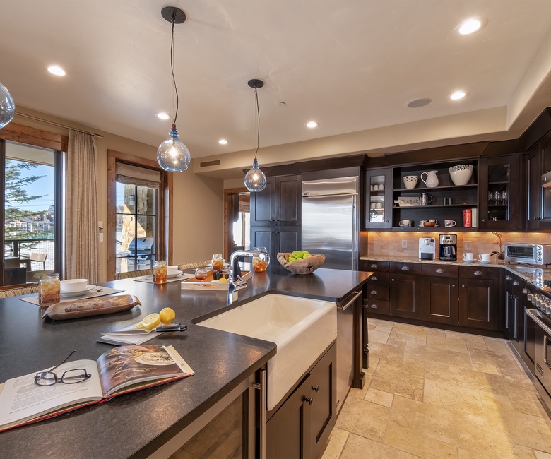 Kitchen, Main Level - Open layout with bar seating and views