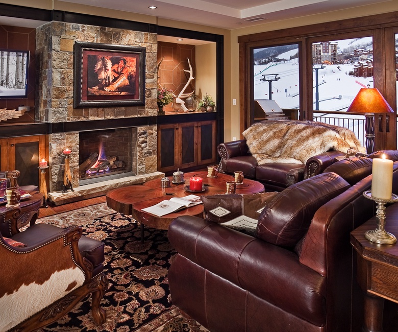 Great Room, Main Level - With fireplace and views