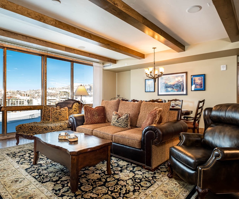 Great Room, Main Level - With ski slope views