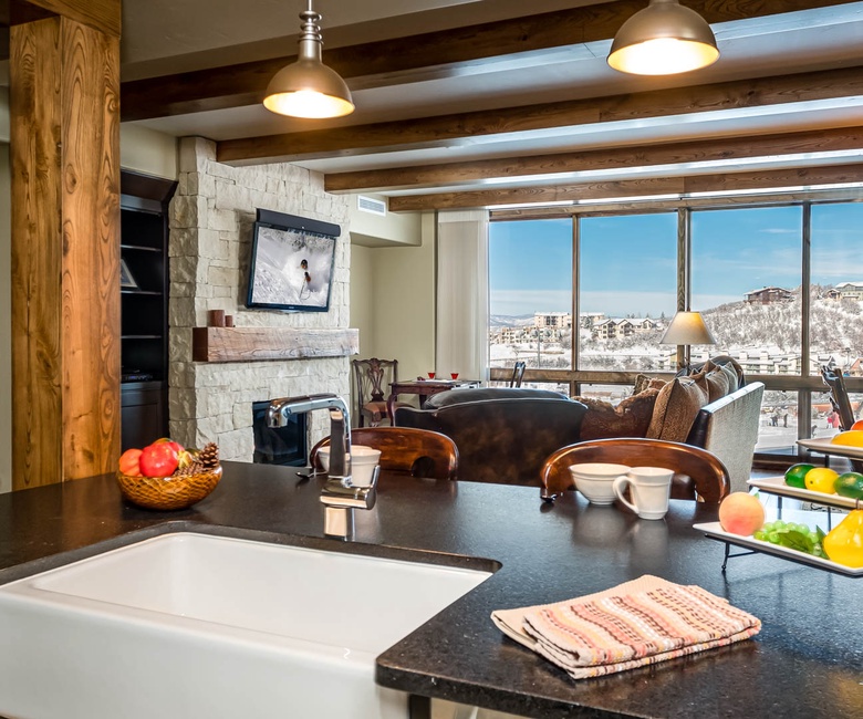 Kitchen, Main Level - With direct views of ski slopes