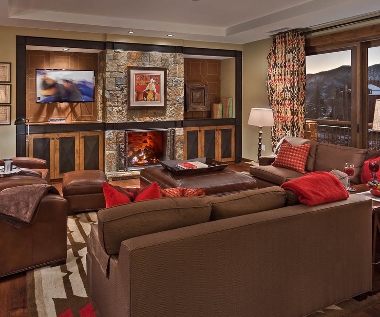 Great Room, Main Level - With fireplace and TV