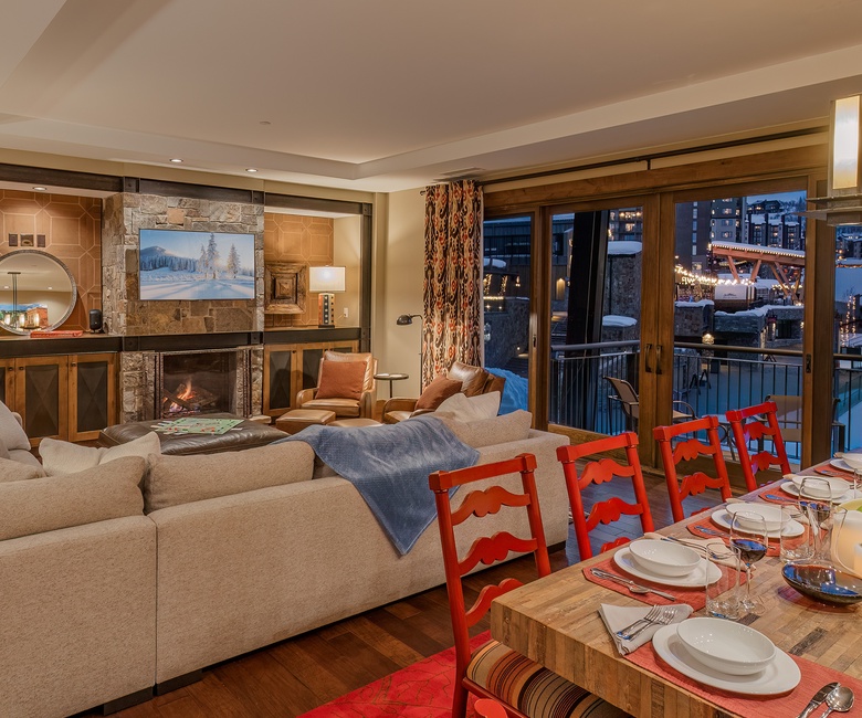 Great Room, Main Level - With deck access and views