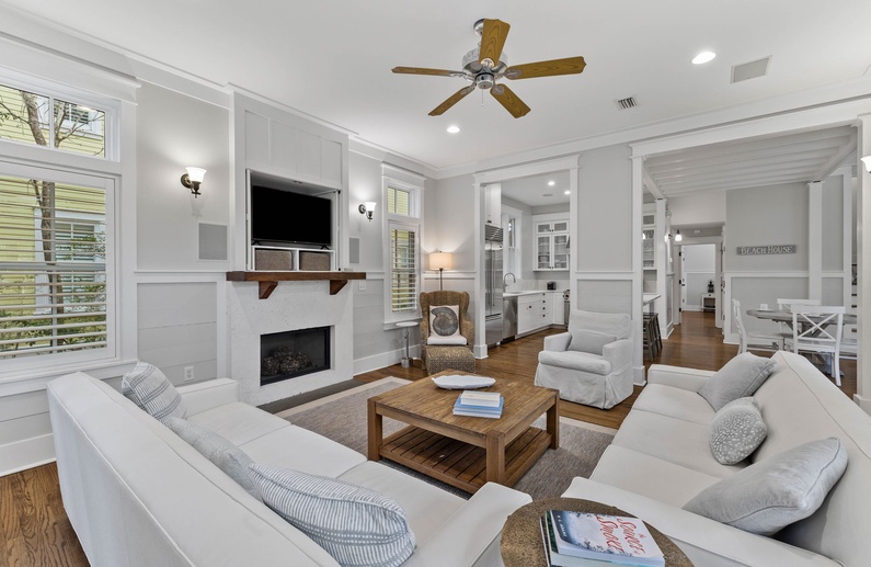 Living Area with Ample Seating & Flat-Screen TV!