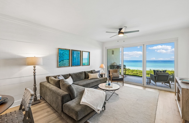 Spacious Living Area with Wall to Wall Gulf Views