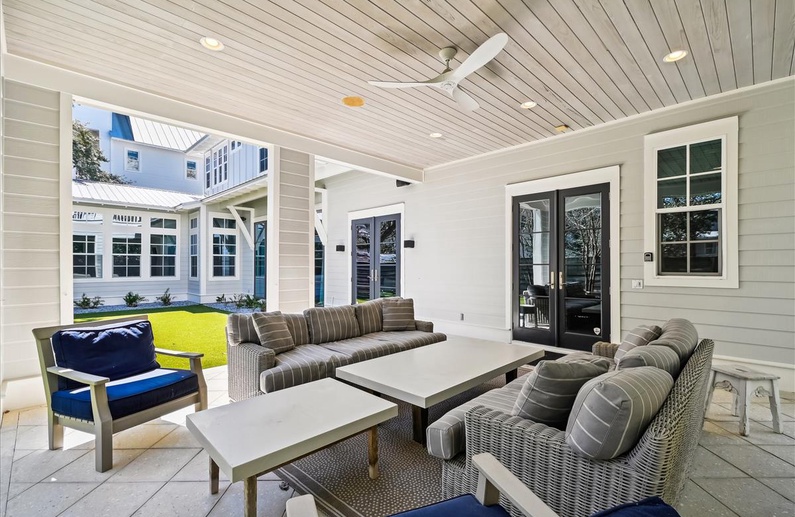Covered Patio with Cozy Furnishings