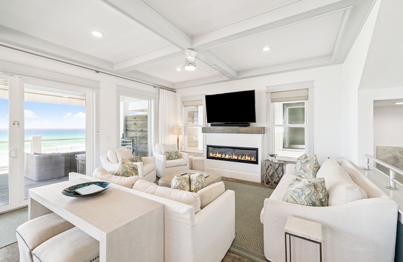 Spacious Living Area with Wall to Wall Gulf Views