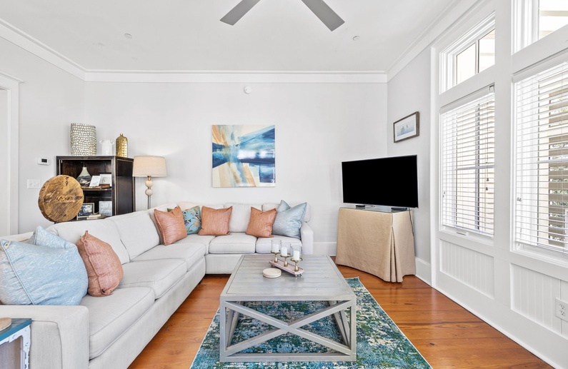Living Area - Offers Ample Seating & Flat-Screen TV