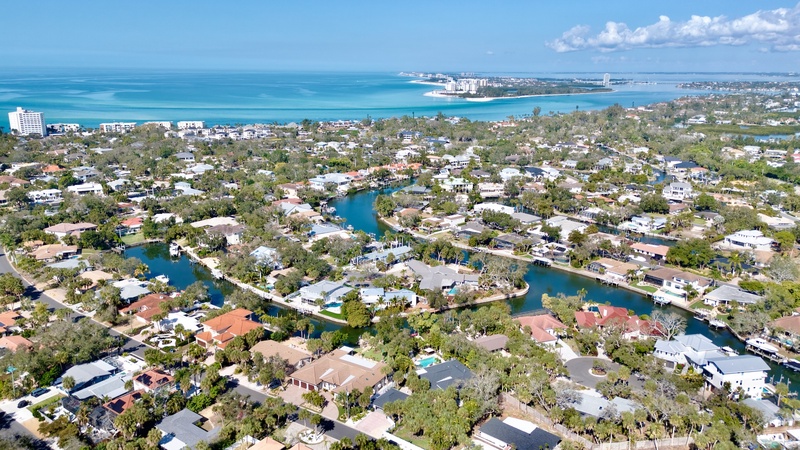 Aerial View - Treasure on the Canal by Siesta Luxury Rental Properties