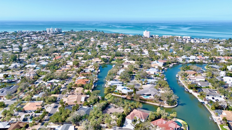 Aerial View - Treasure on the Canal by Siesta Luxury Rental Properties