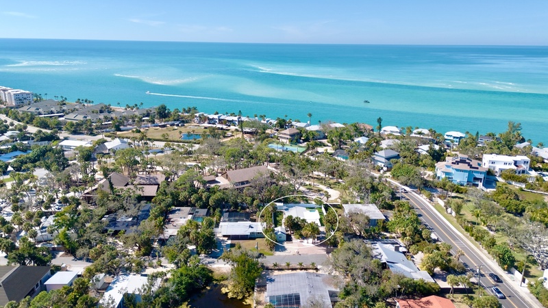 Coastal neighborhood aerial view