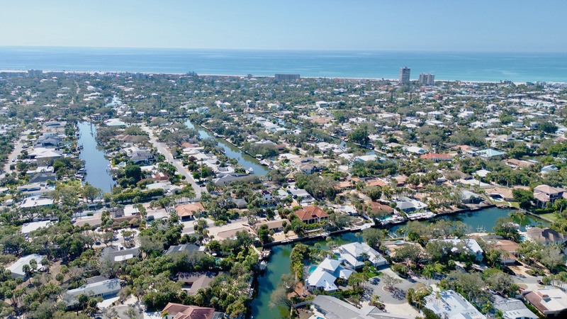 Aerial View - Treasure on the Canal by Siesta Luxury Rental Properties