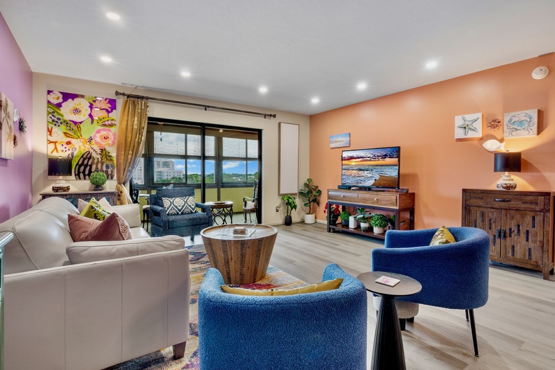 Bright living space with TV