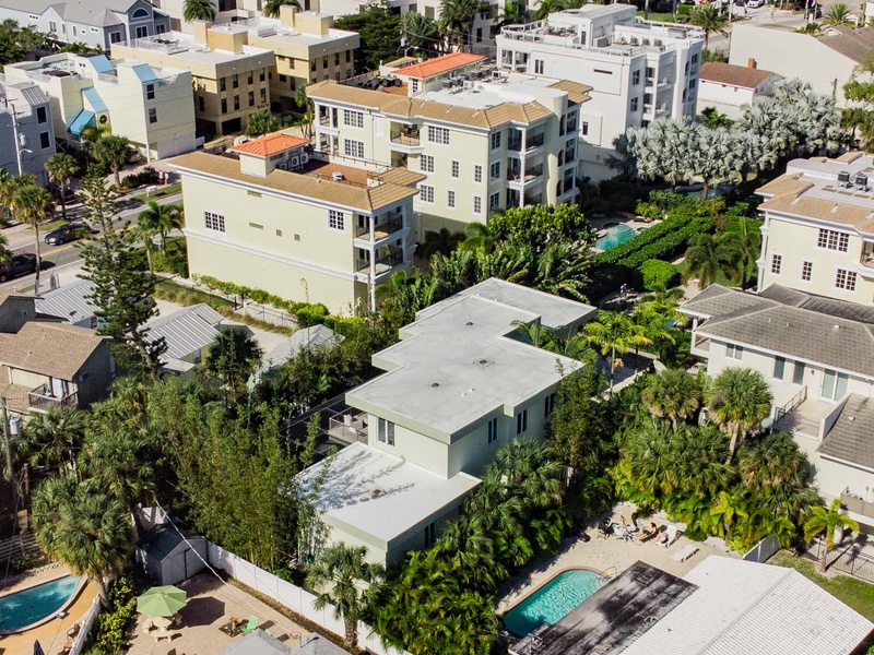 Aerial view of home and surroundings