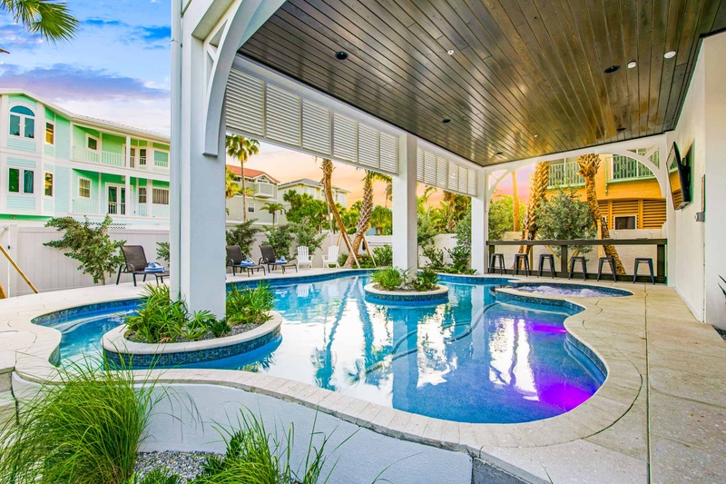 Pool Area during Sunset