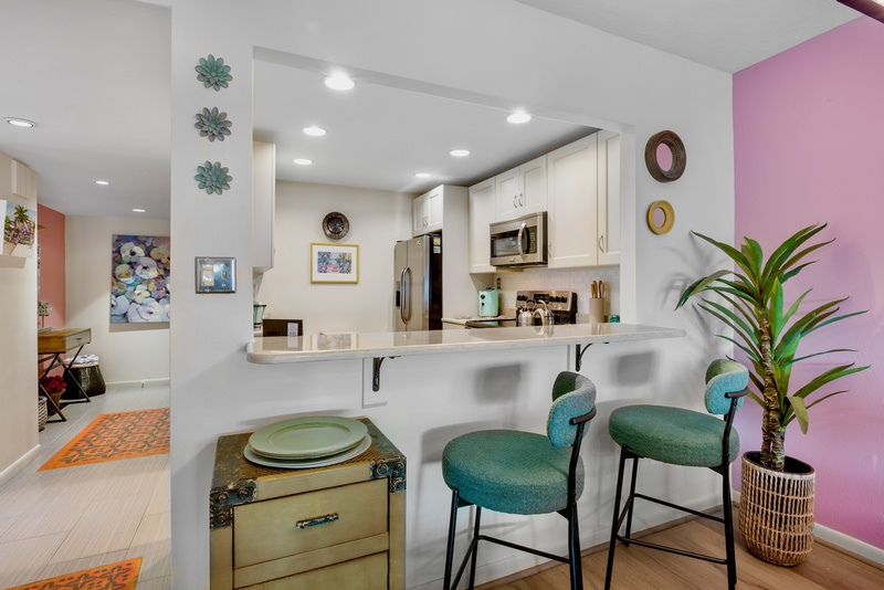 Bright kitchen with cooking essentials