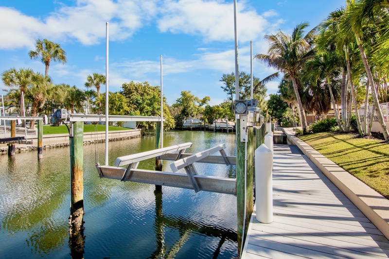 Private dock with boat lift