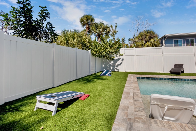 Your private oasis with cornhole