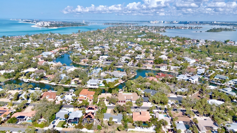 Aerial View - Treasure on the Canal by Siesta Luxury Rental Properties