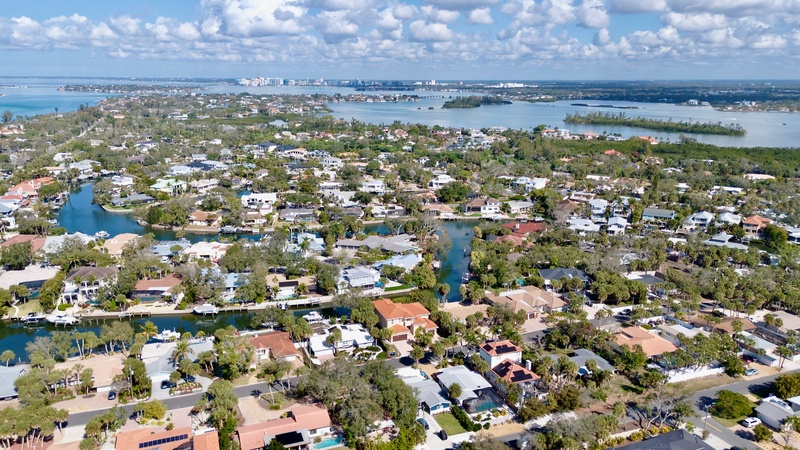Aerial View - Treasure on the Canal by Siesta Luxury Rental Properties