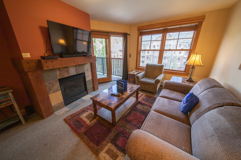 Unwind with the gas fireplace and Smart TV