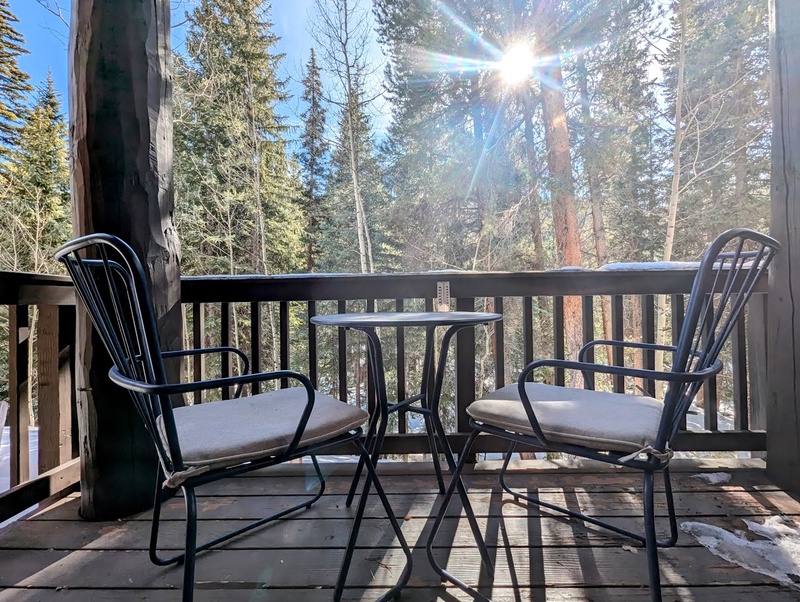 Private balcony with forest views #winter