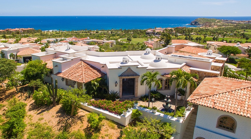 Aerial garden view of villa