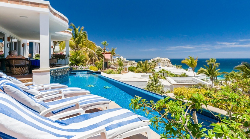 Outdoor Patio with infinity pool and ocean view