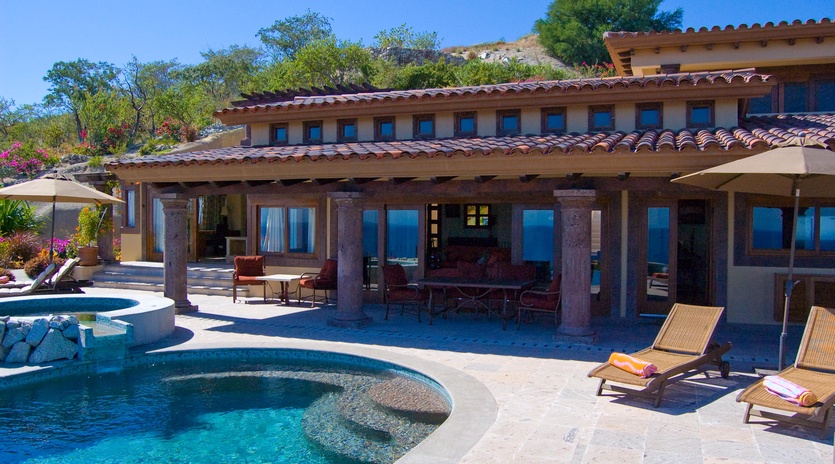 Poolside view of patio