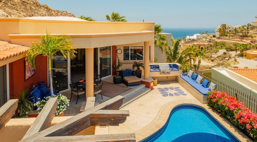 Pool patio with ocean view