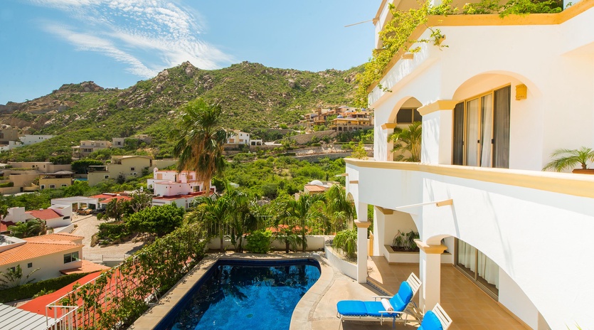 Patio with mountain view