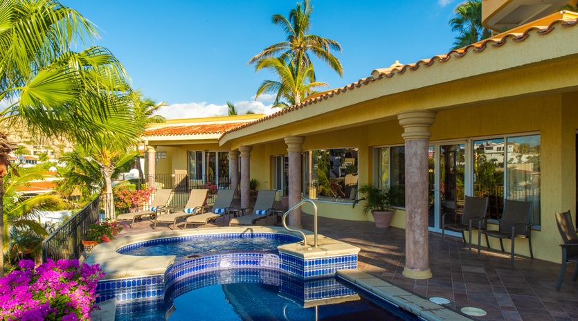 Poolside view of patio