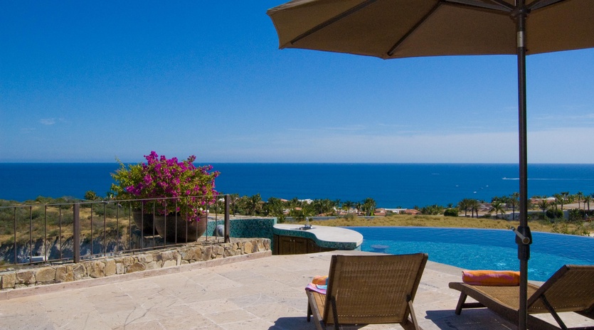 Poolside patio with gorgeous ocean views