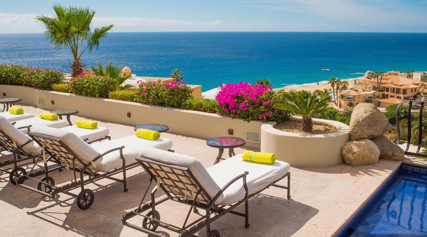 Ocean view pool lounging