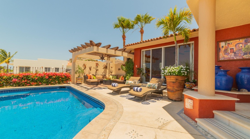 Pool patio lounging