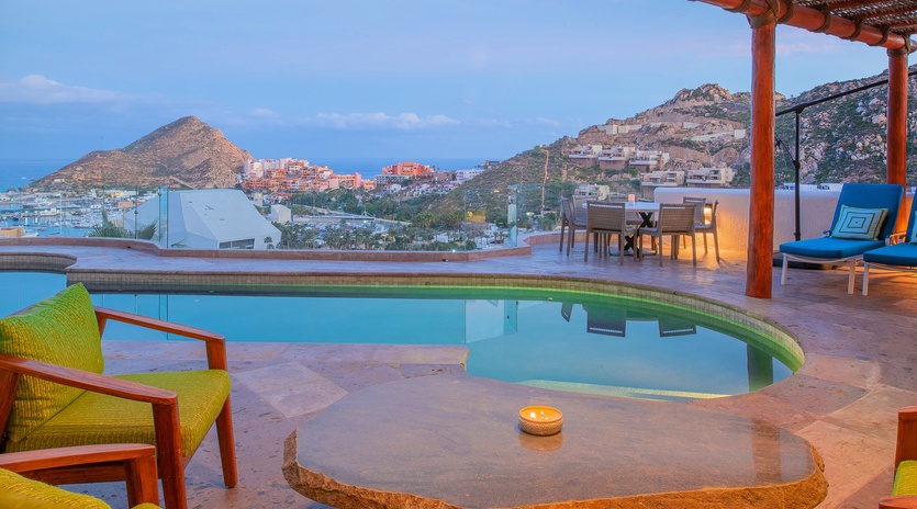 Outdoor patio with ocean view